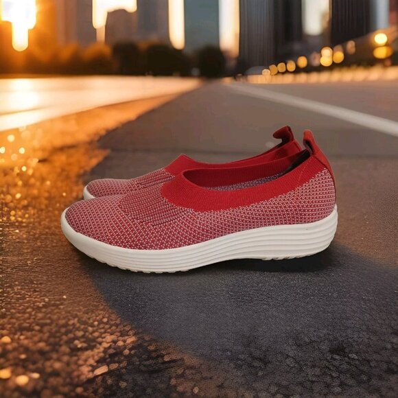 Bionica Shoes - ✅Bionica Merigold RED Knit Slip-On Walking Shoes Women's 8.5 Comfort Sneakers👟